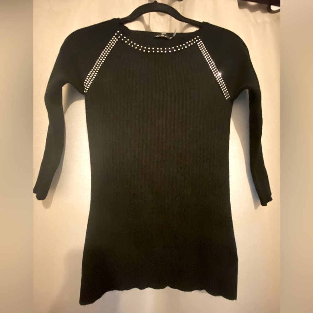 Vila Milano, Woman’s Black Sweater, long sleeve with bling bling, small